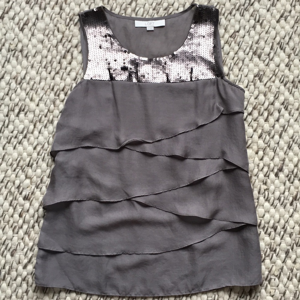 LOFT sequin detail ruffle tank top